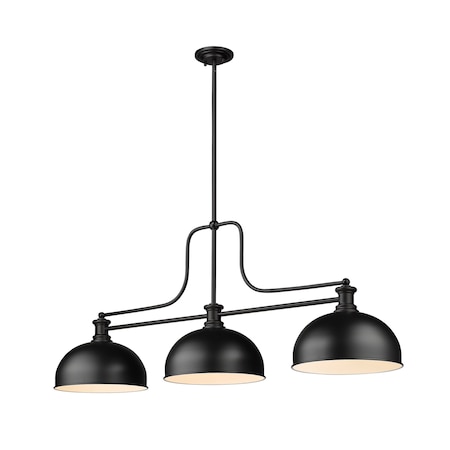 Z-Lite Melange Billiard, 3-Light, 13 In.W x 51.25 In.L x 21.5 In.H, Matte Black/Matte Black 725-3MB-D13MB